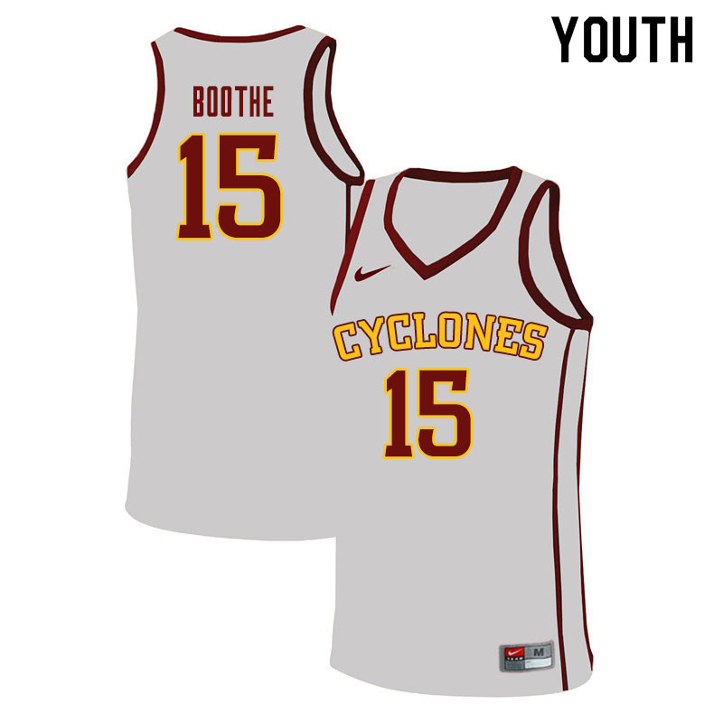 Youth #15 Carter Boothe Iowa State Cyclones College Basketball Jerseys Sale-White